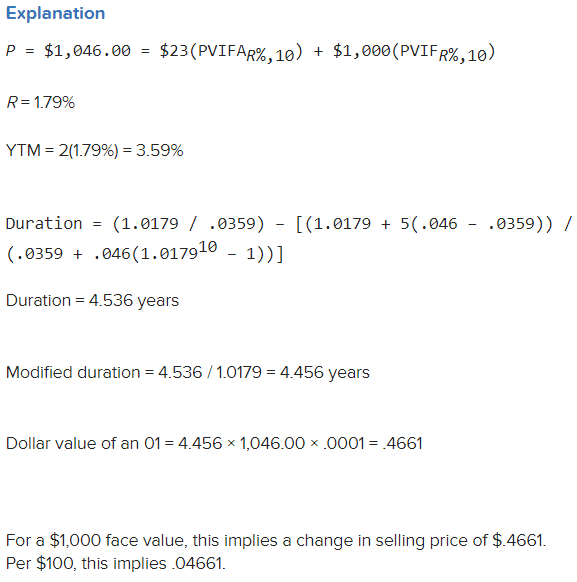 a bond with a coupon of 5.6 percent, ten years to maturity,