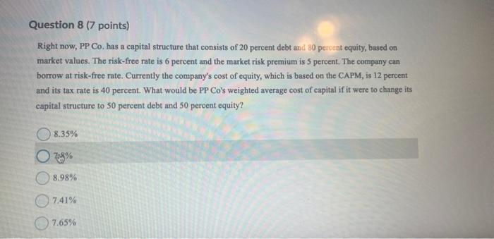 right now Right now, PP Co, has a capital structure that consists