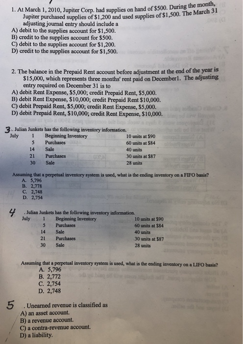  Need answer to all the multiple choices please. he month, 1.