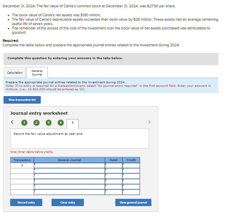  December 31,2024. The falr value of Carne's common stock at December