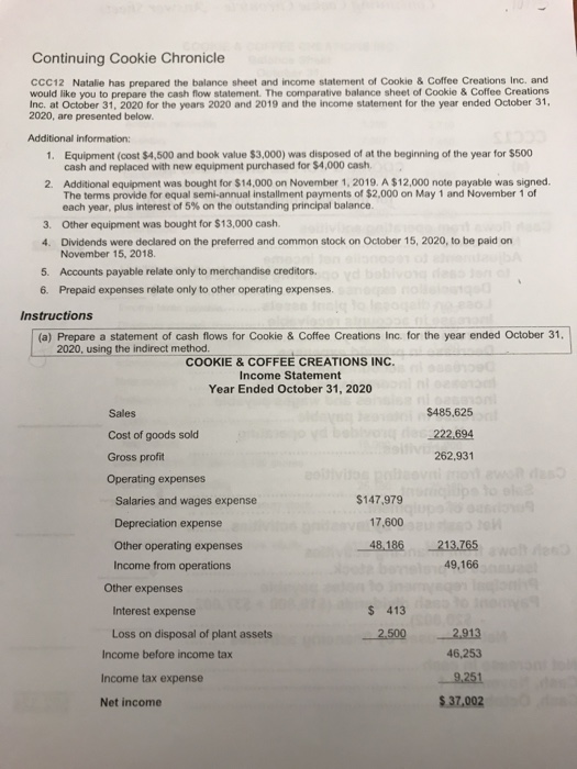  Continuing Cookie Chronicle CCC12 Natalie has prepared the balance sheet and