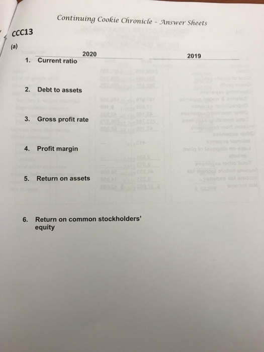 and 2019 and the income statement for the year ended October 31,
