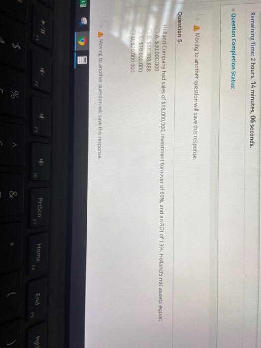  Remaining Time: 2 hours, 14 minutes, 06 seconds. Question Completion Status: