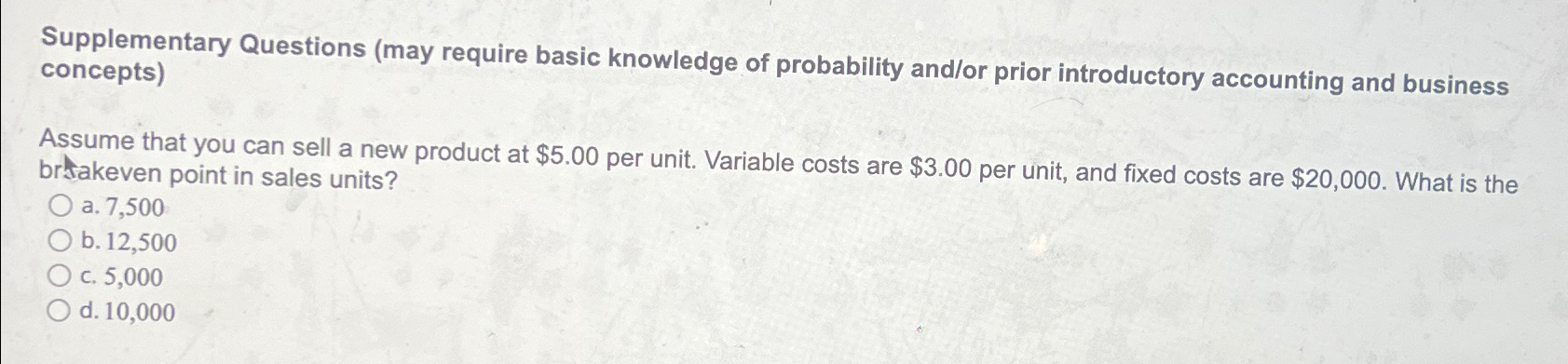  Supplementary Questions (may require basic knowledge of probability and/or prior introductory