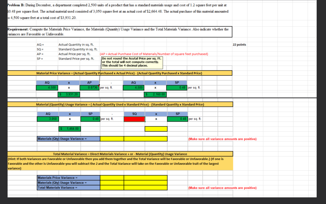  please help solve yellow and red boxes Problem B: During December,