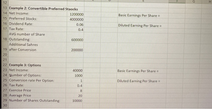 if possible can you also put the formulas to plug in the