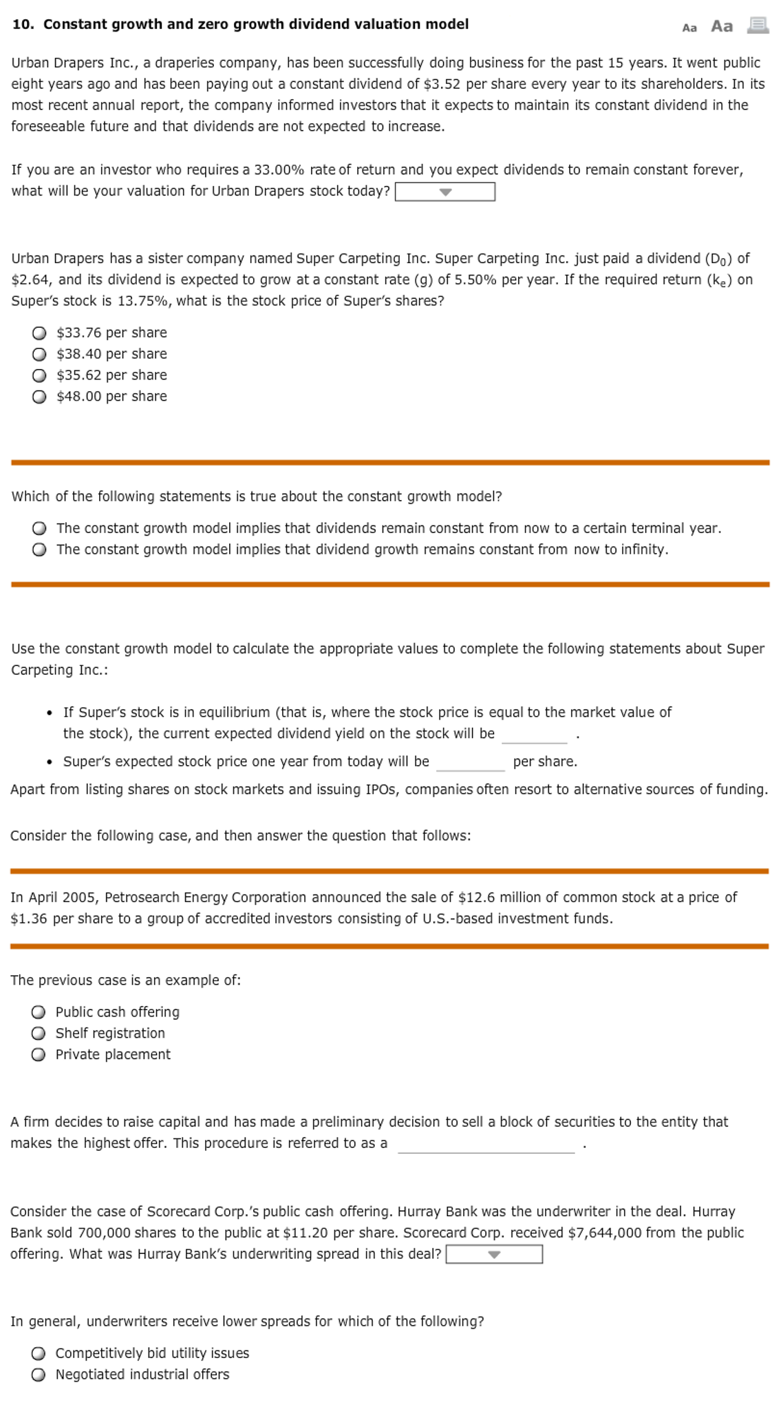  Constant Growth and Zero Growth Dividend Valuation Model (Answer all Please)