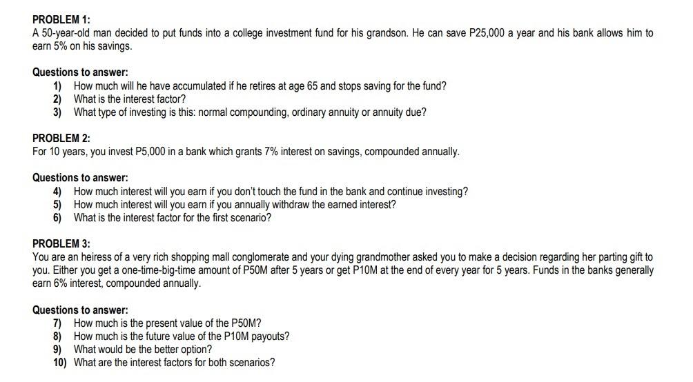 please help me answer this. thank you so much PROBLEM 1: A