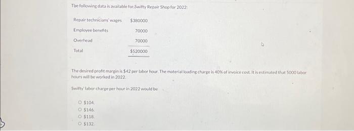 Please help Toe following data is available for Switty Regair Shop for