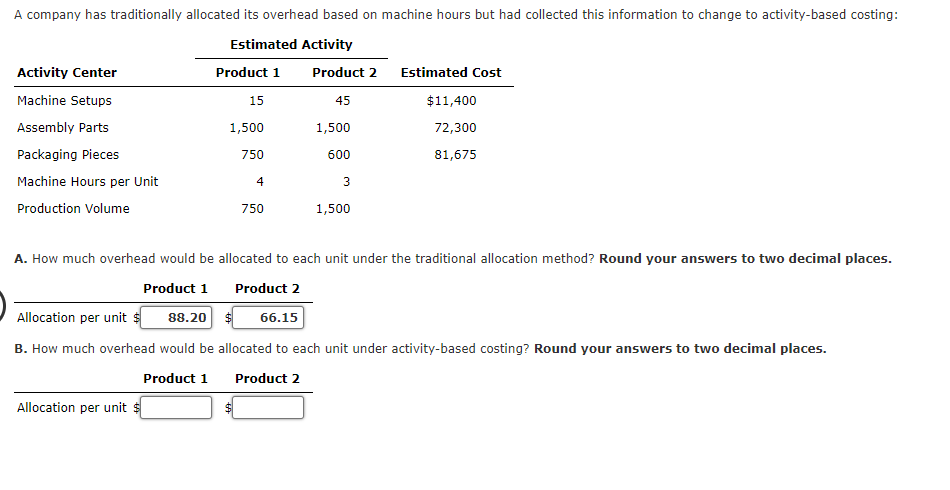 A company has traditionally allocated its overhead based on machine hours