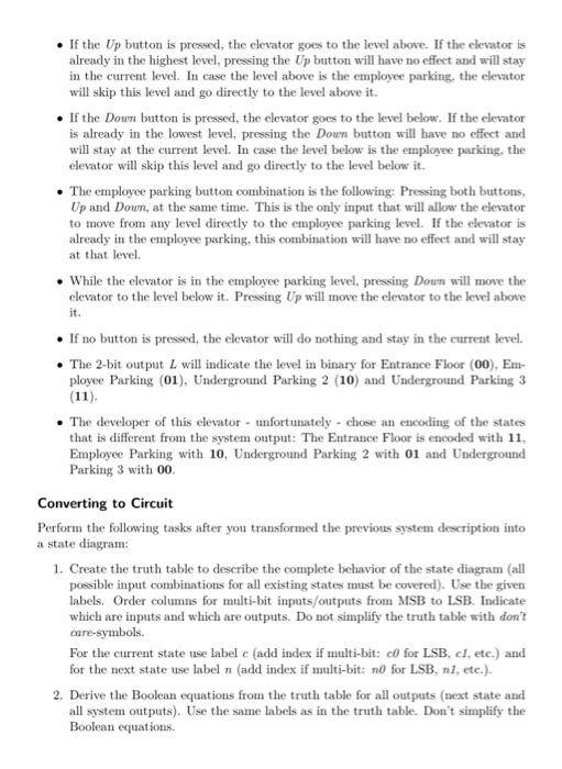description into a FSM state diagram and then transform it into a