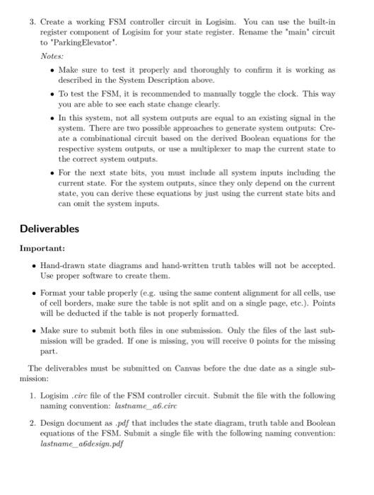FSM controller circuit in Logisim by utilizing a truth table and Boolean
