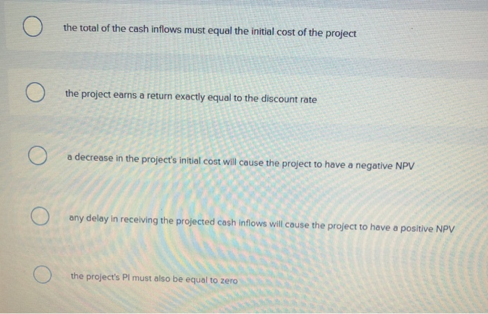 net present value of the projects