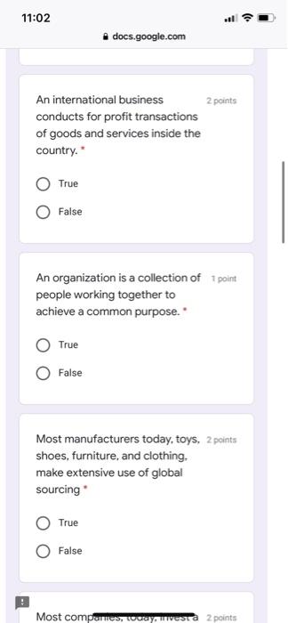 questions or statements. Decide whether each is either true (T) or false