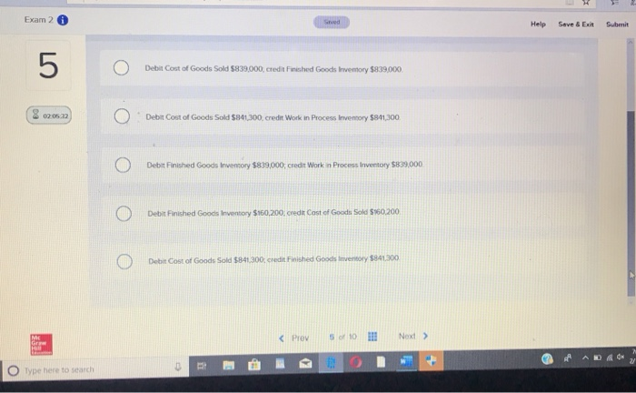 process costing system. The company had $162,500 of beginning Finished Goods Inventory