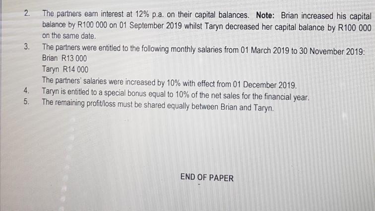 the accounting records of Britar Traders, a partnership business with Brian and