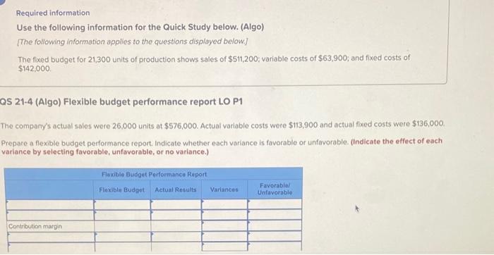  Required information Use the following information for the Quick Study below.