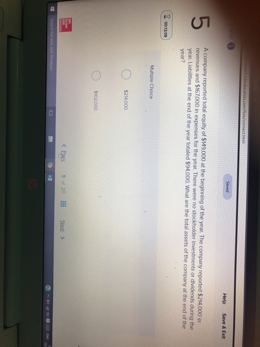  html Help Save & Exit 5 A company reported total equity