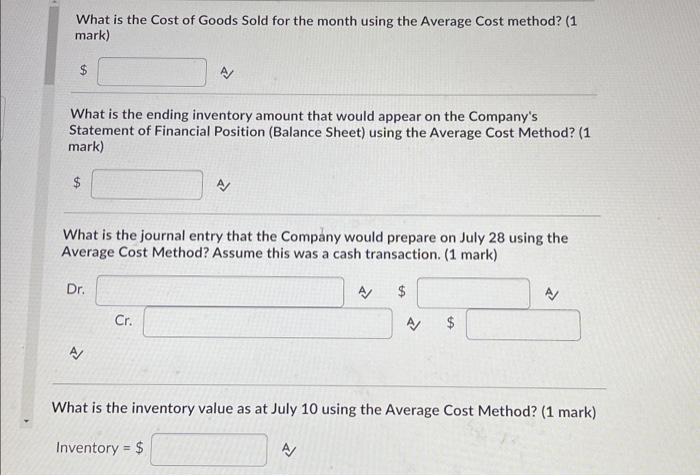 inventory system. It began operations on July 1. Assume that the Company