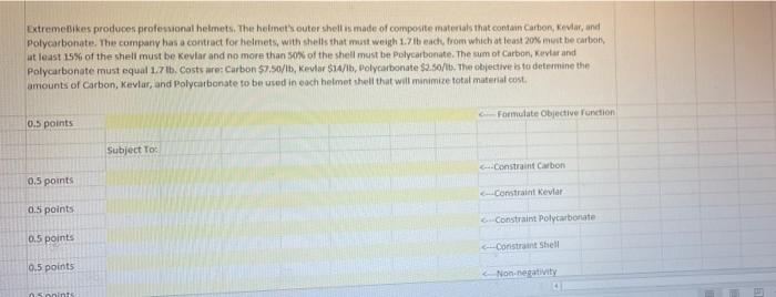 Kevior and no more than ok of the shell must be polycarbonate.