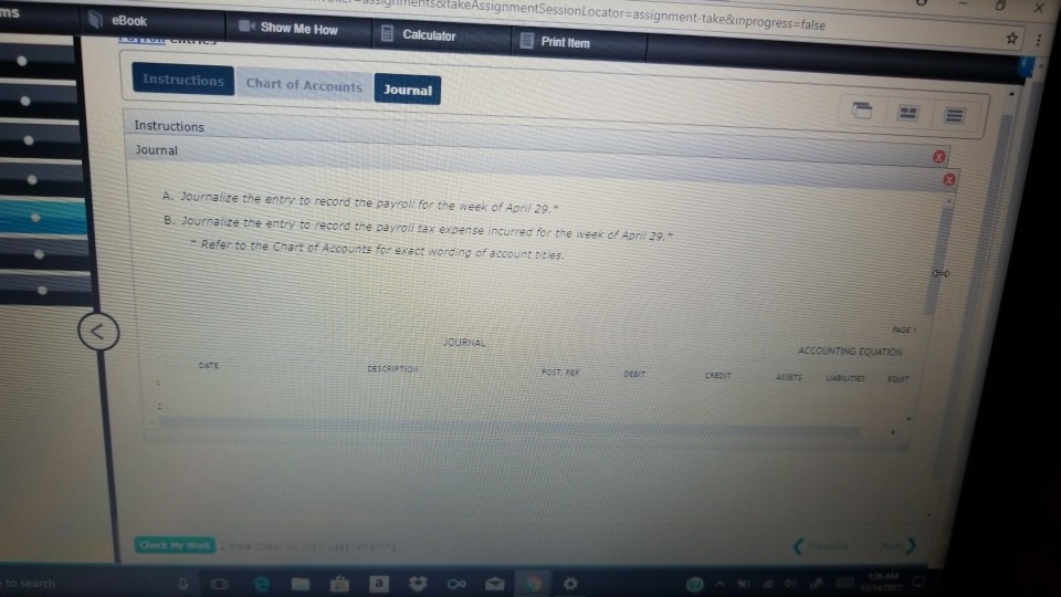 Accounts oureat Instructions The payroll reaister for Gamble Company for the week