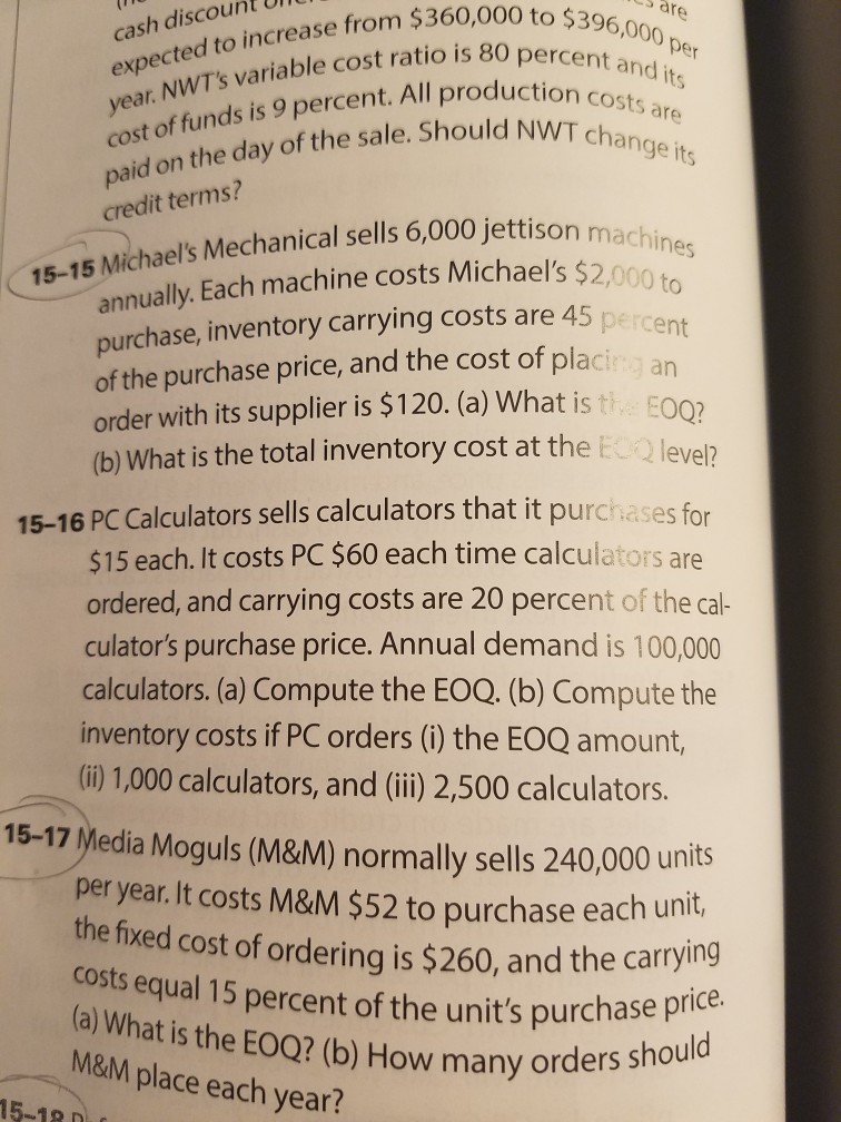 15-17, 15-18 & 15-19? thank you cost of 12 percent, what is