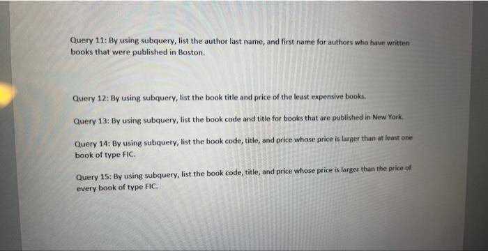  Write SQL statement and run against the table and books database.