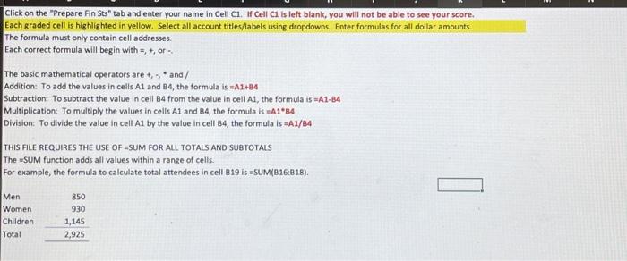  Click on the "Prepare Fin Sts" tab and enter your name