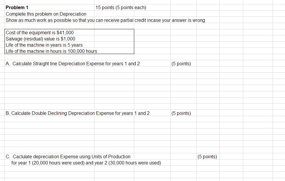  Problem 1 15 points (5 points each) Complete this problem on