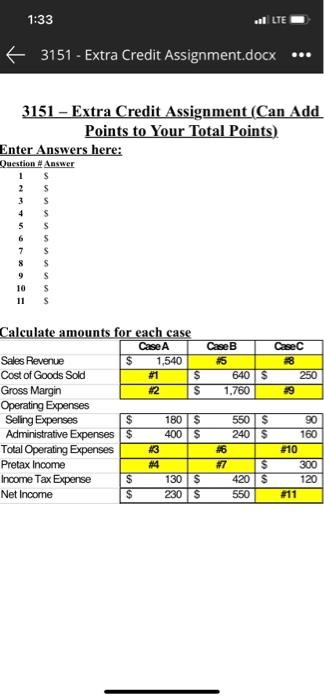  1:33 al LTE 6 3151 - Extra Credit Assignment.docx 3151 -