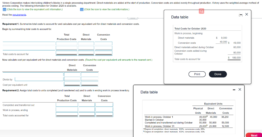  Victory Corporation makes interlocking children's blocks in a single processing department