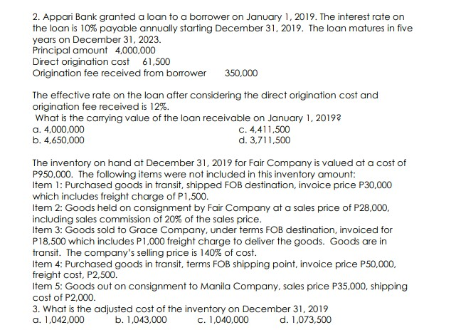  answer this with solution thankyou 2. Appari Bank granted a loan