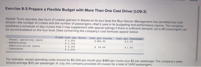  Exercise 9-3 Prepare a Flexible Budget with More Than One Cost
