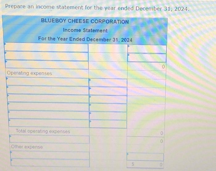 for the vear ended Deremher 31, 2024. Journal entry worksheet Record the