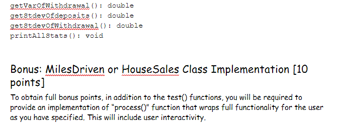 sum, average, minimum, maximum, variance, and standard deviation) for data that is