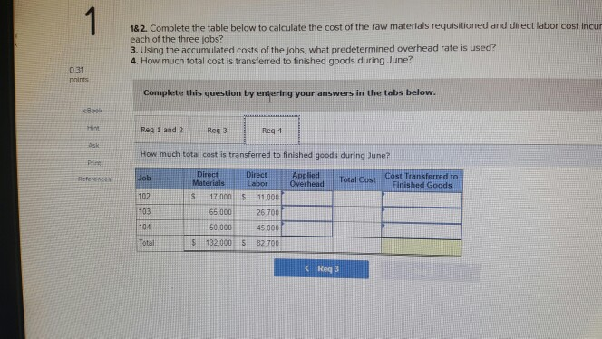 cetom pdse total costs accumulated on three custom jobs Direct saterials Direct