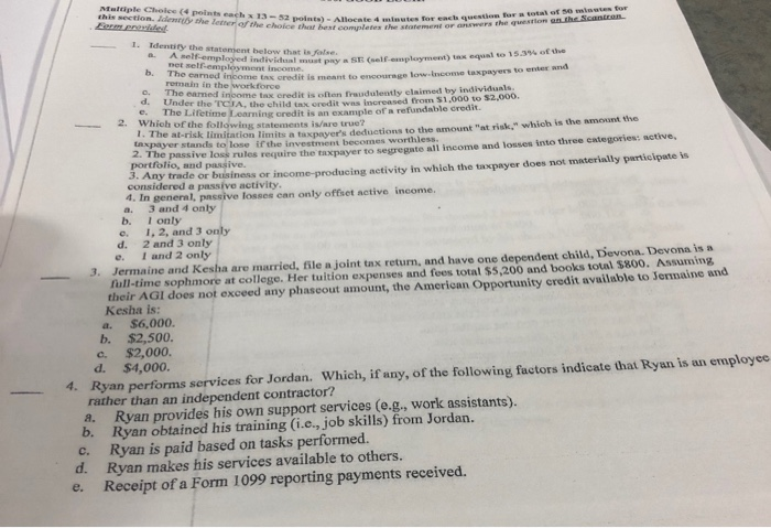  This section e points achi -52 points)- Allocate by the most