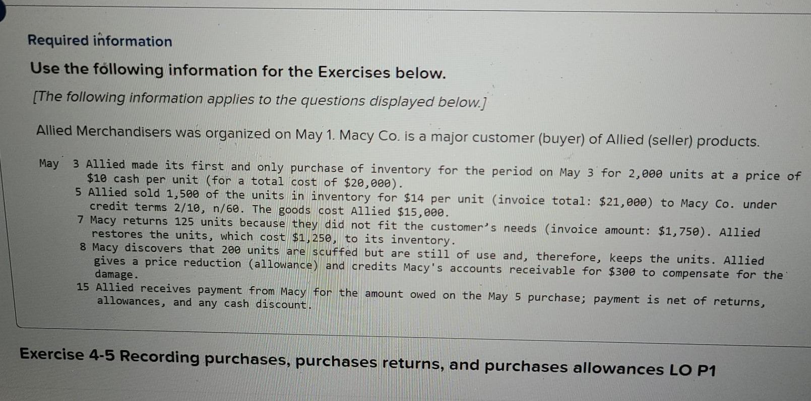 Need help fixing my question. Required information Use the following information for