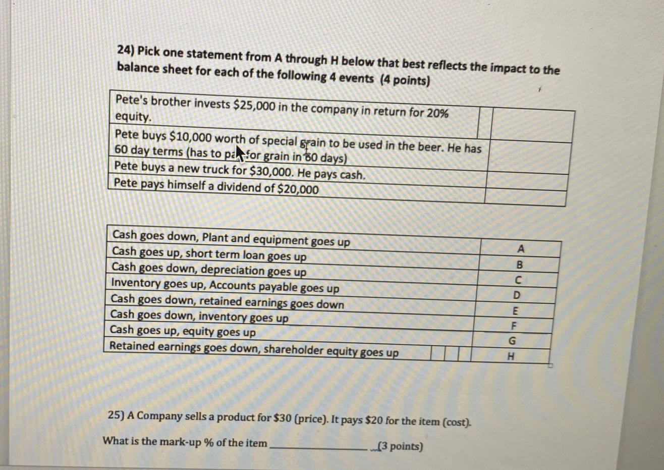 24) Pick one statement from A through H below that best