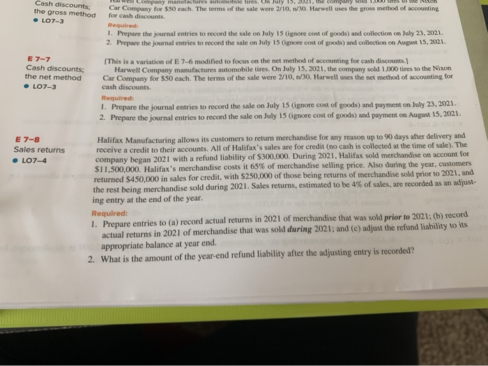 exercise 7-8 how to solve it and explain please company sol. xon
