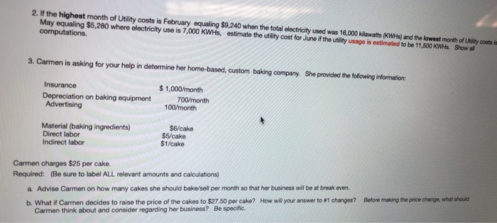 (a) Identify the costs below as either variable, fixed, or mixed, (b)