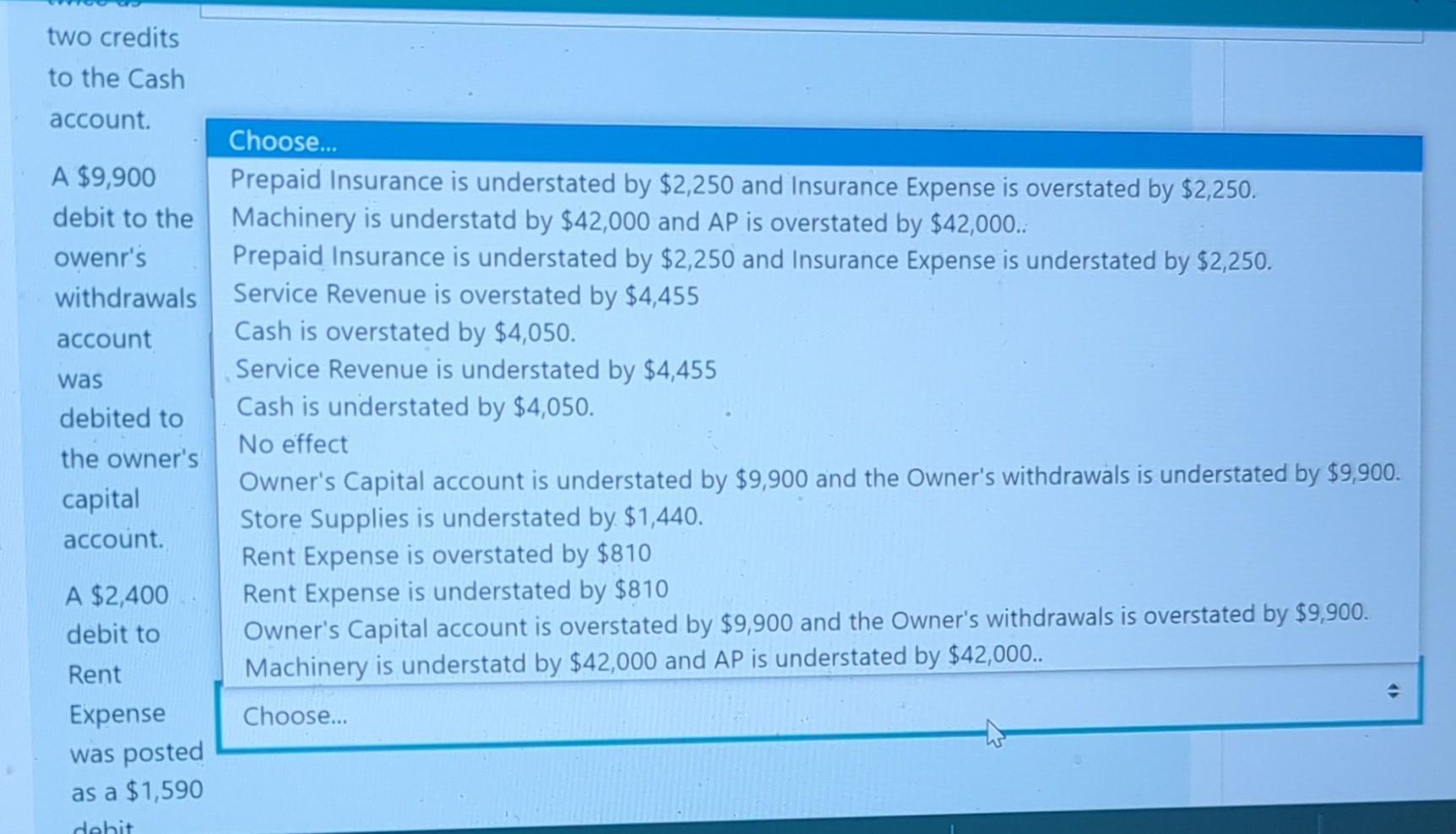 $2,250 debit to Prepaid Insurance was posted Choose... as a debit to