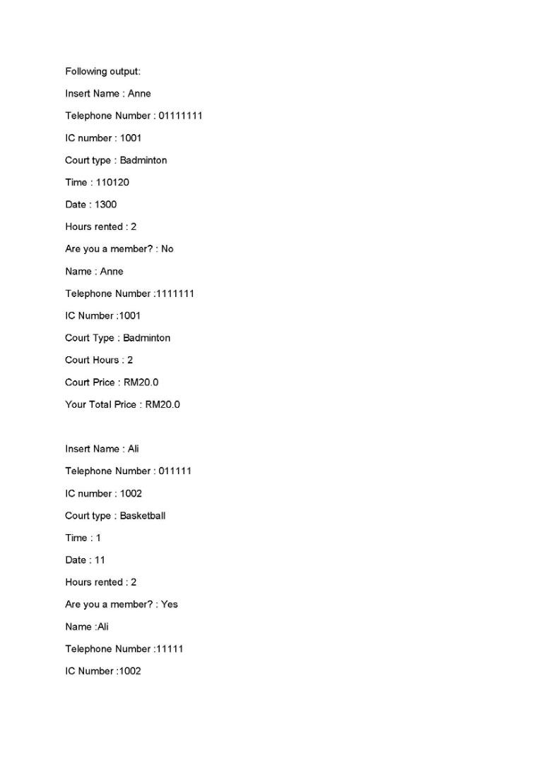 sale (daily). First, the program should ask if the customers want membership