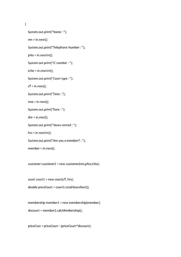 20% The program can calculate Total sale for badminton and basketball Court