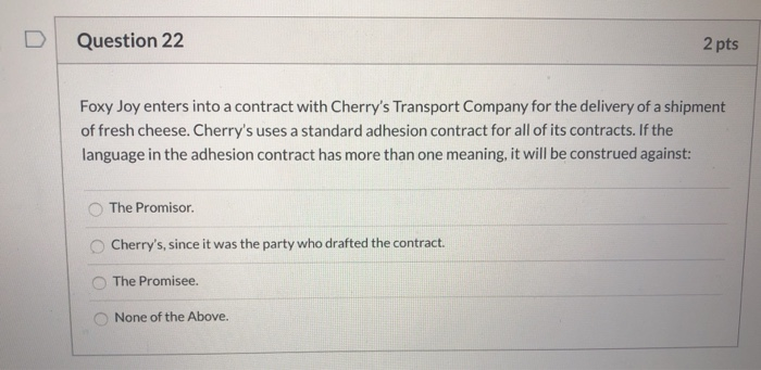 Danielle's A or B. Return Promise only. O Performance of a particular