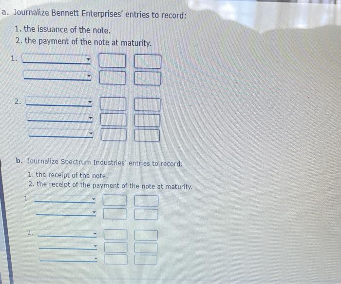note to Spectrum Industries for merchandise inventory Assume a 360-day year. If