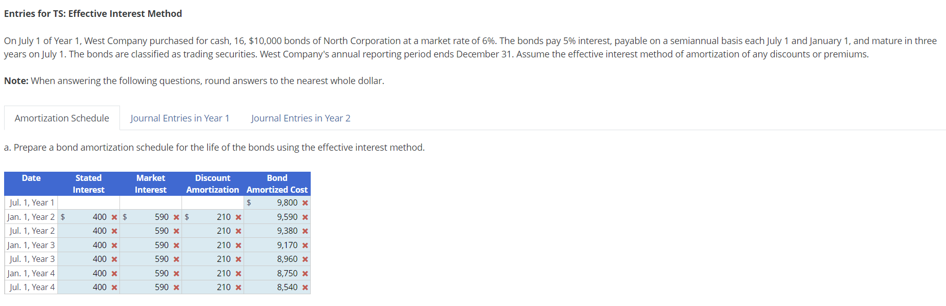  Entries for TS: Effective Interest Method Note: When answering the following