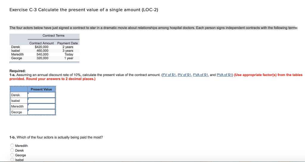 Exercise C-3 Calculate the present value of a single amount (LOC-2)
