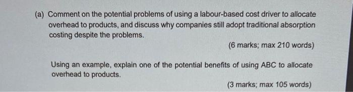rate based on direct labour hours. The management accountant of this company