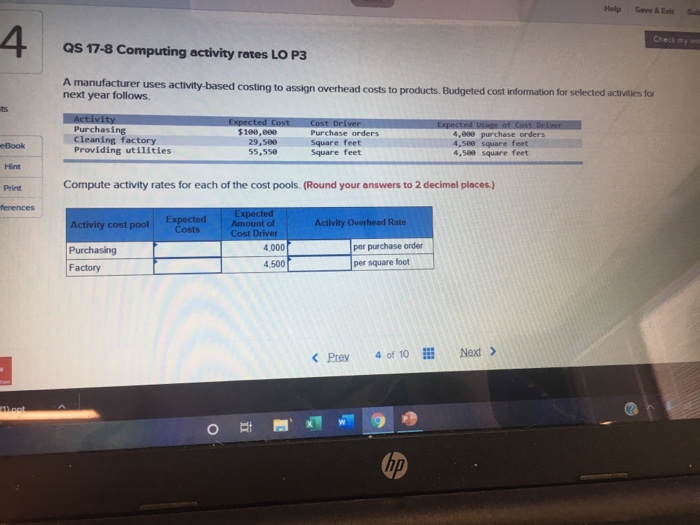  Help Seven Check my we QS 17-8 Computing activity rates LO